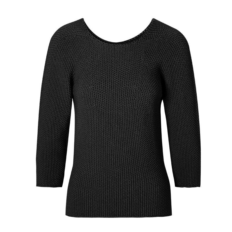 CHOCHENG Italia Women’s Round Neck 3/4 Sleeve Knit Sweater Pullover Top