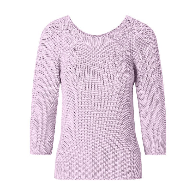 CHOCHENG Italia Women’s Round Neck 3/4 Sleeve Knit Sweater Pullover Top